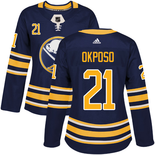 Adidas Buffalo Sabres #21 Kyle Okposo Navy Blue Home Authentic Women Stitched NHL Jersey->women nhl jersey->Women Jersey